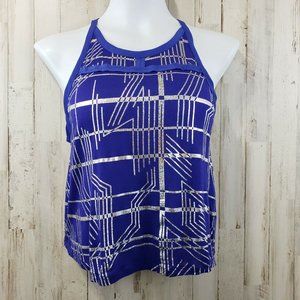 5/$25 Silence & Noise Top S Blue Silver Abstract Print Crop Tank Soft Stretch